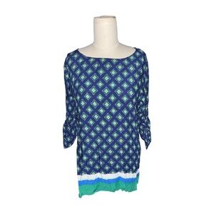 Old Navy Blue & Green Patterned Top
